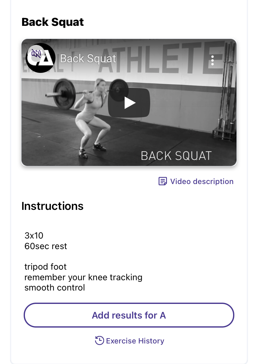 example squat programme with sets & reps